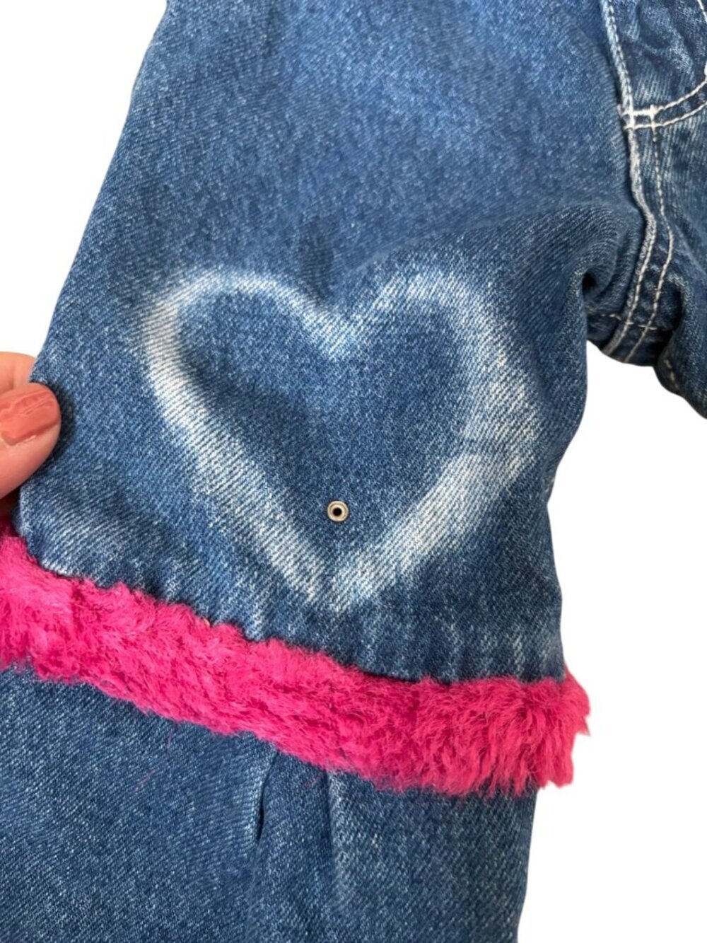 Vintage Y2K Betsey Johnson Baby Denim Flare Jeans 12 Months Pink Hearts - Picture 5 of 5